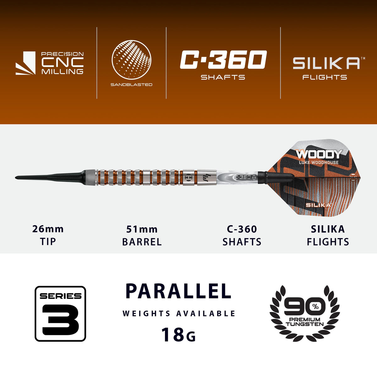 Luke Woodhouse 90% Series 3 Soft Tip Darts