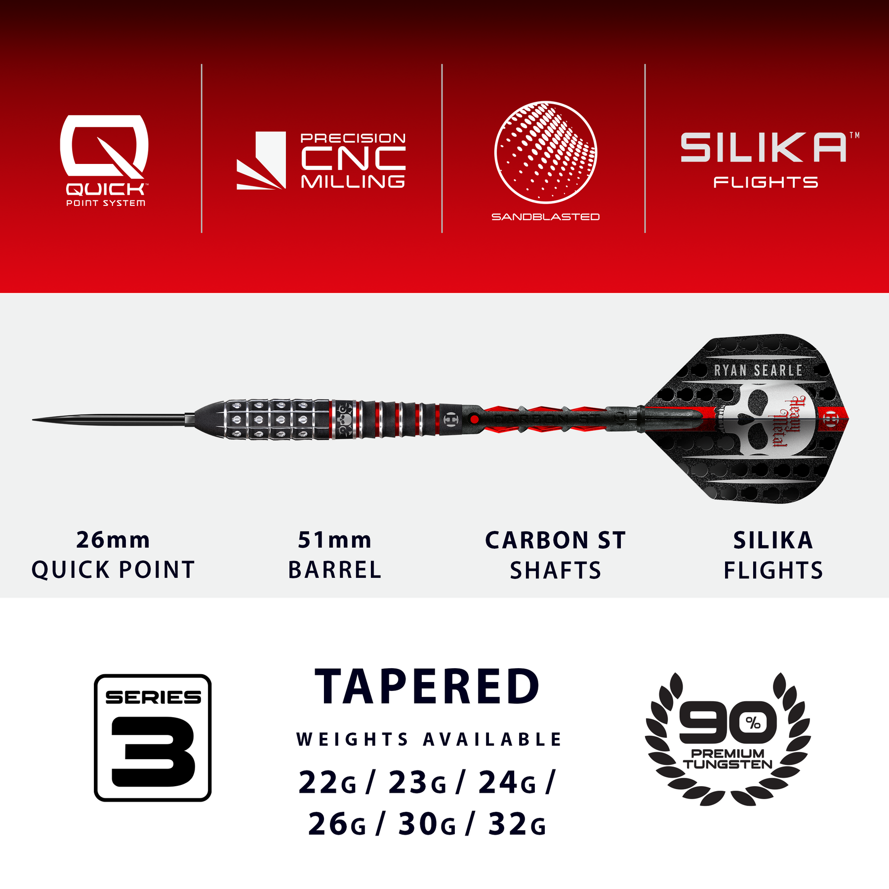 Ryan Searle 90% Series 3 Quick Point Darts