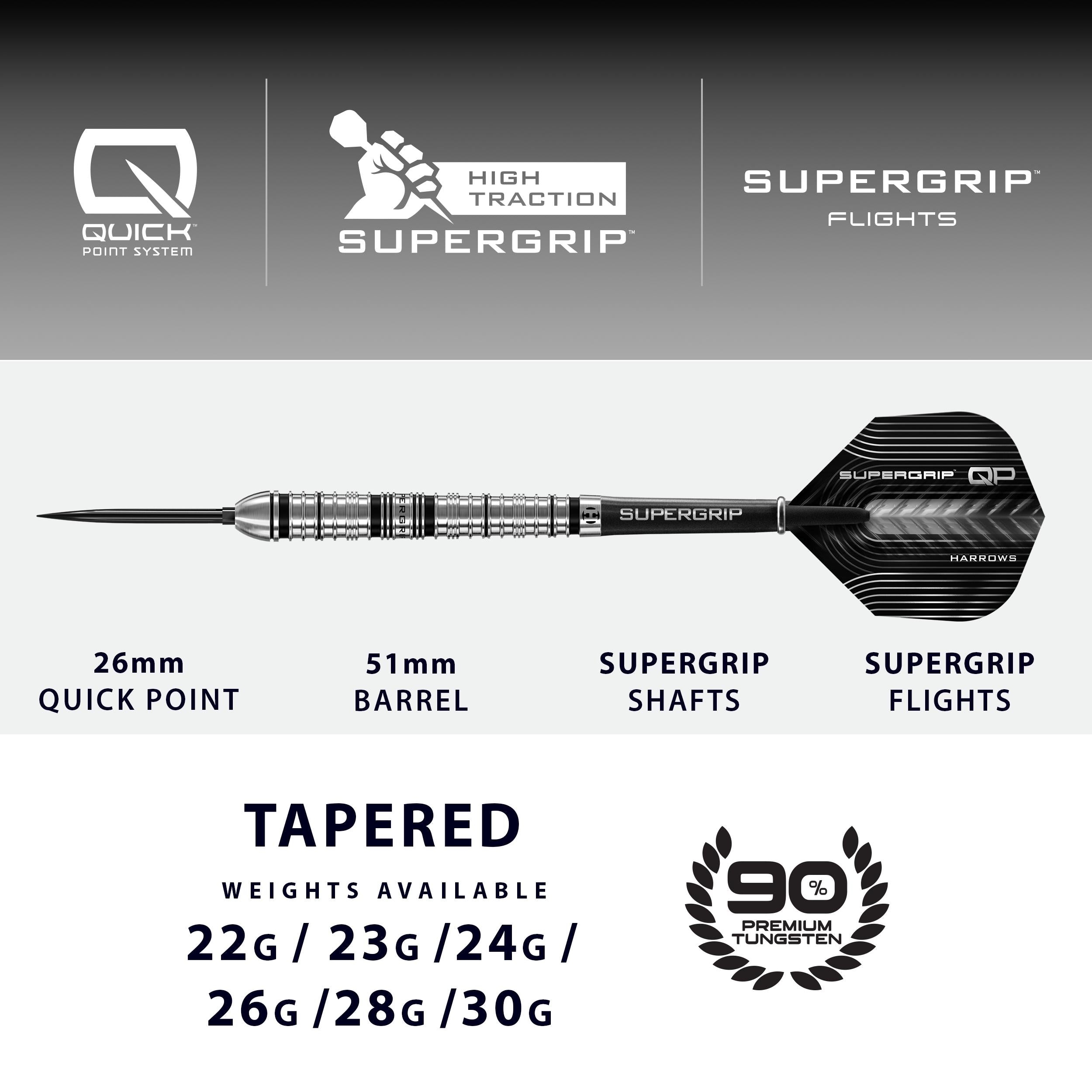 Supergrip QP Tapered 90% Quick Point Darts