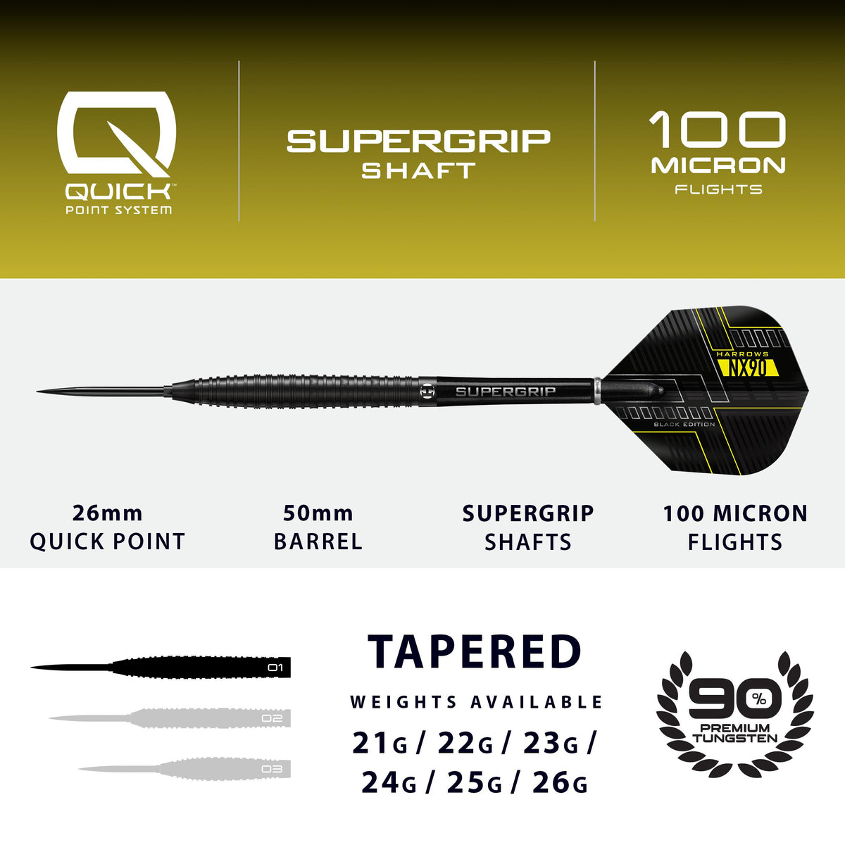 NX90 90% Black Edition Quick Point Darts