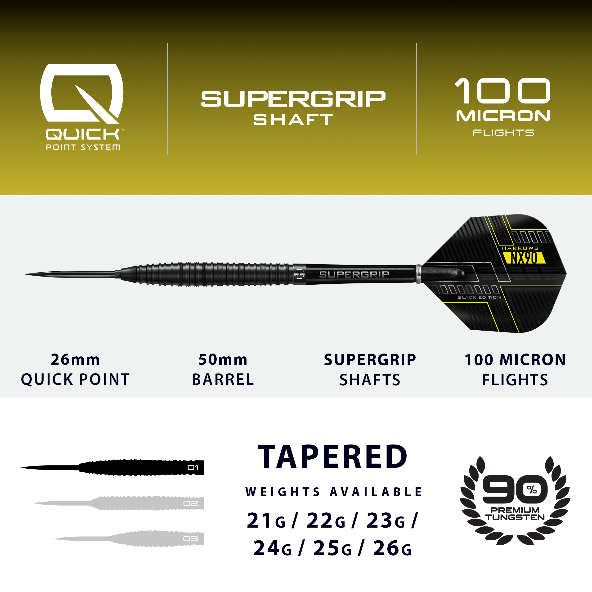 NX90 90% Black Edition Quick Point Darts