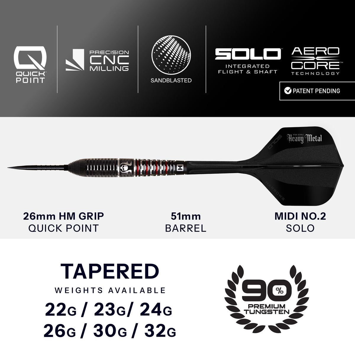 Ryan Searle Geo 90% Tungsten Quick Point Darts