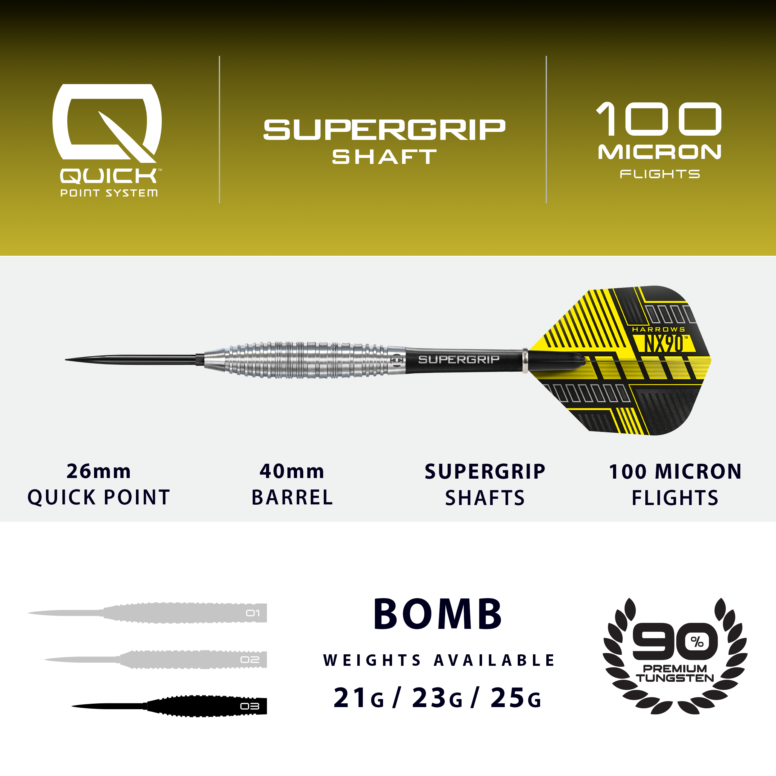 NX90 Bomb 90% Quick Point Darts