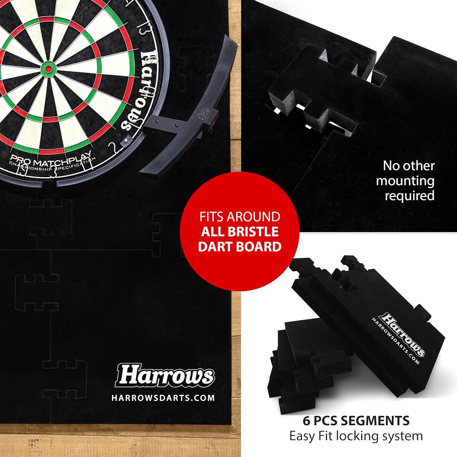Harrows XL Dartboard Surround - 6 Piece Wall Protector