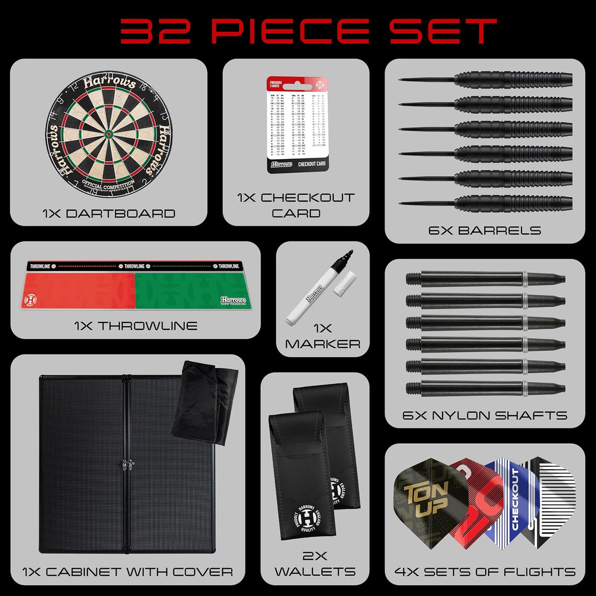 Harrows Top Shot Dartboard & Cabinet Set