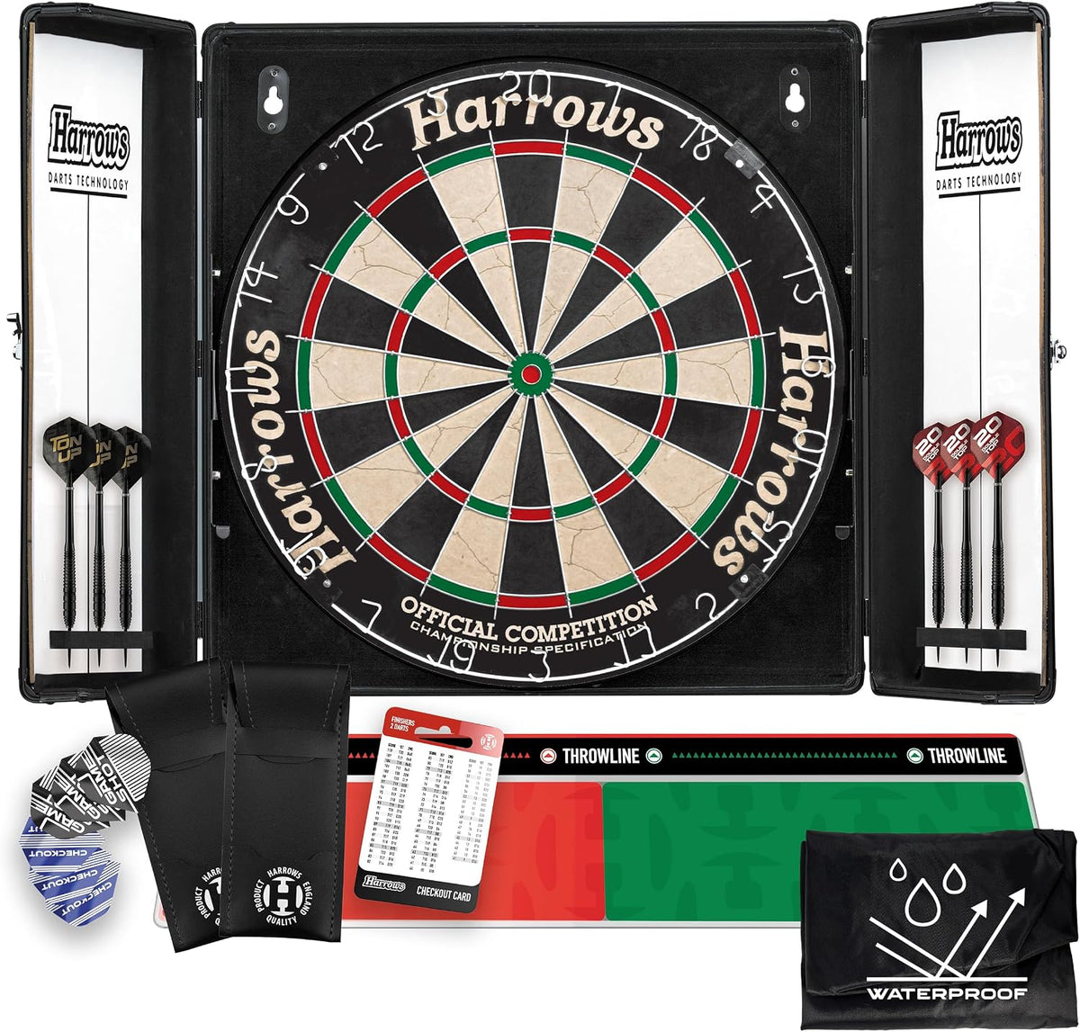 Harrows Top Shot Dartboard & Cabinet Set