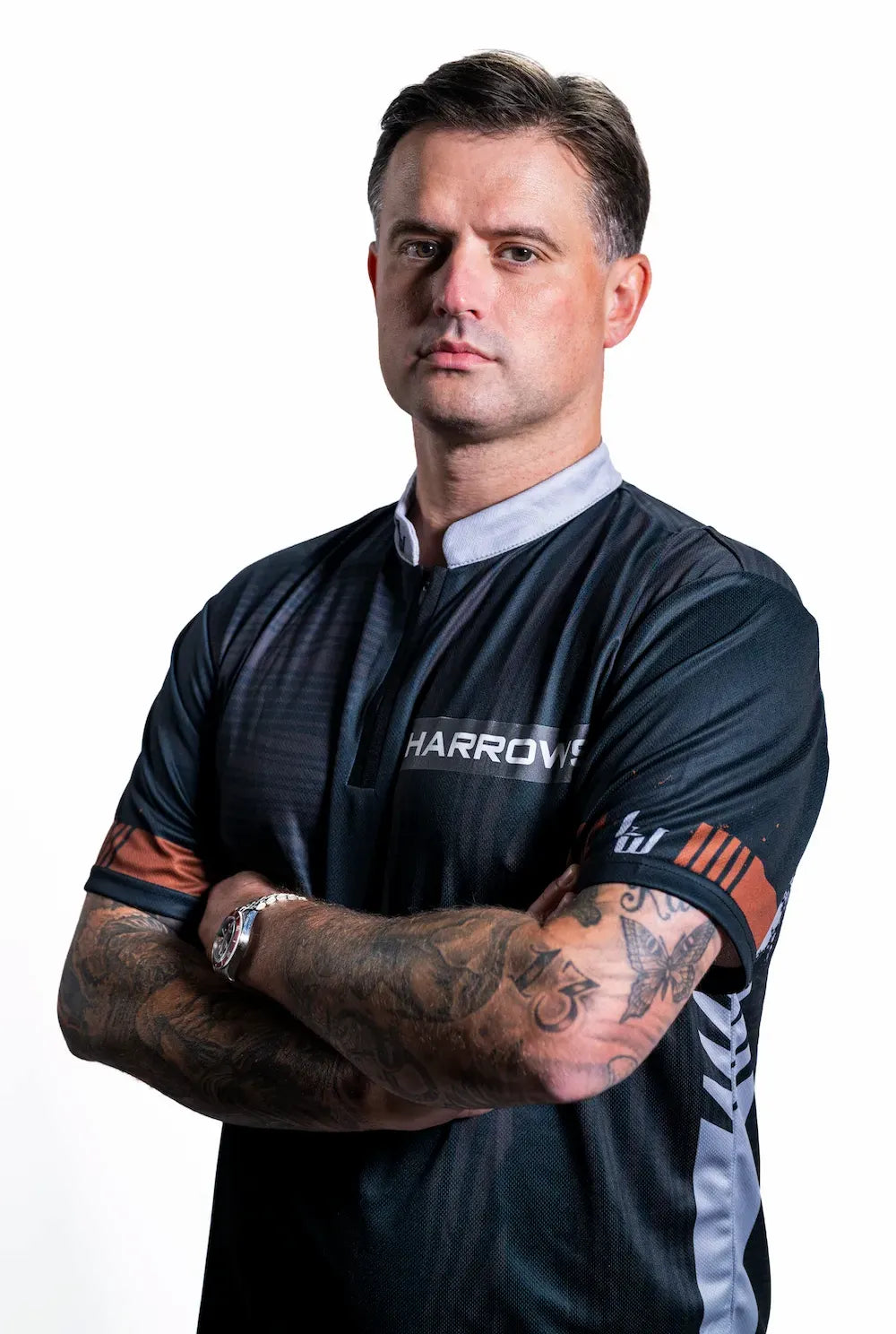 luke woodhouse wearing his sponsored harrows shirt
