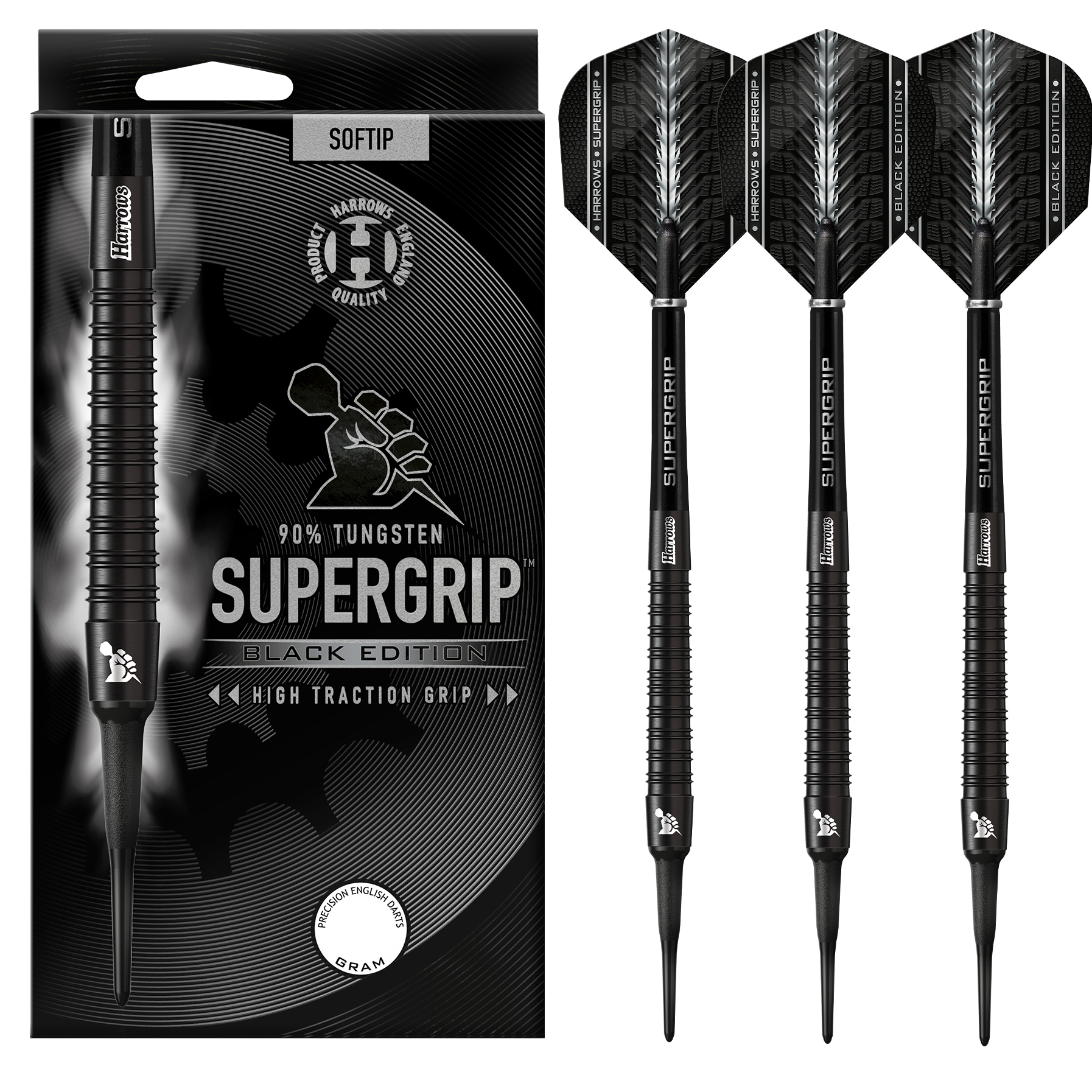 ARROWDYNAMIX v1 ハーフブリック(6個) Supergrip 90% Black Edition Soft Tip Darts