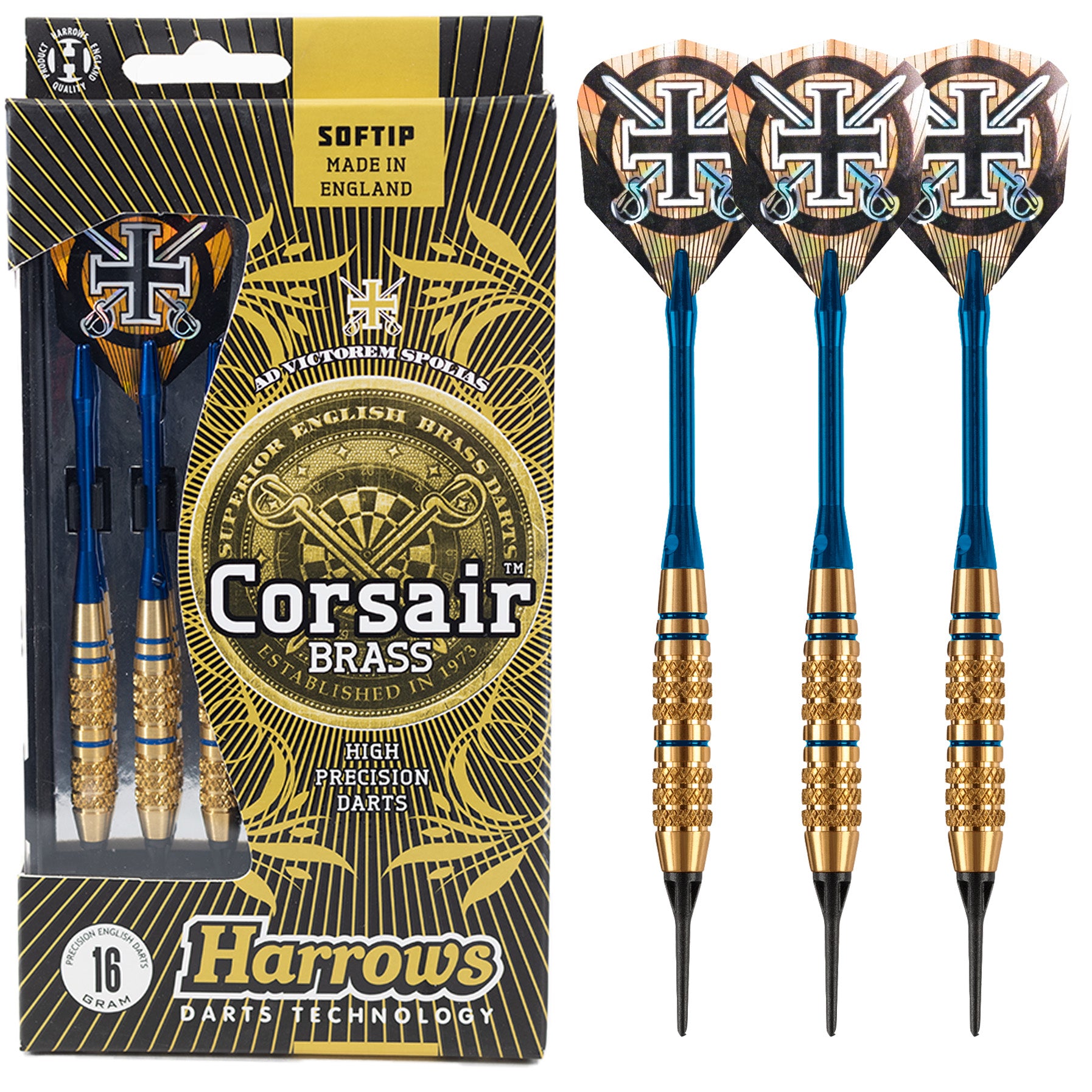 Harrows Softdart Pirate 2BA - 16g Blau Mit Aluschäften Für Dartspieler