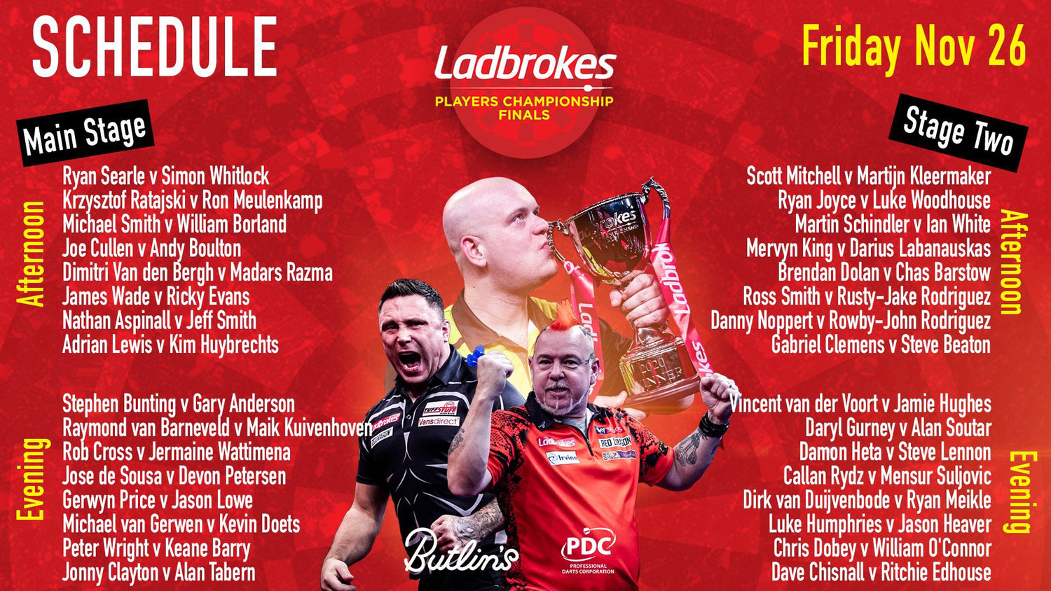 2021 Ladbrokes Players Championship Finals schedule