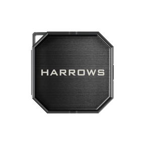 Black hexagonal points storage case with 'HARROWS' branding on a white background