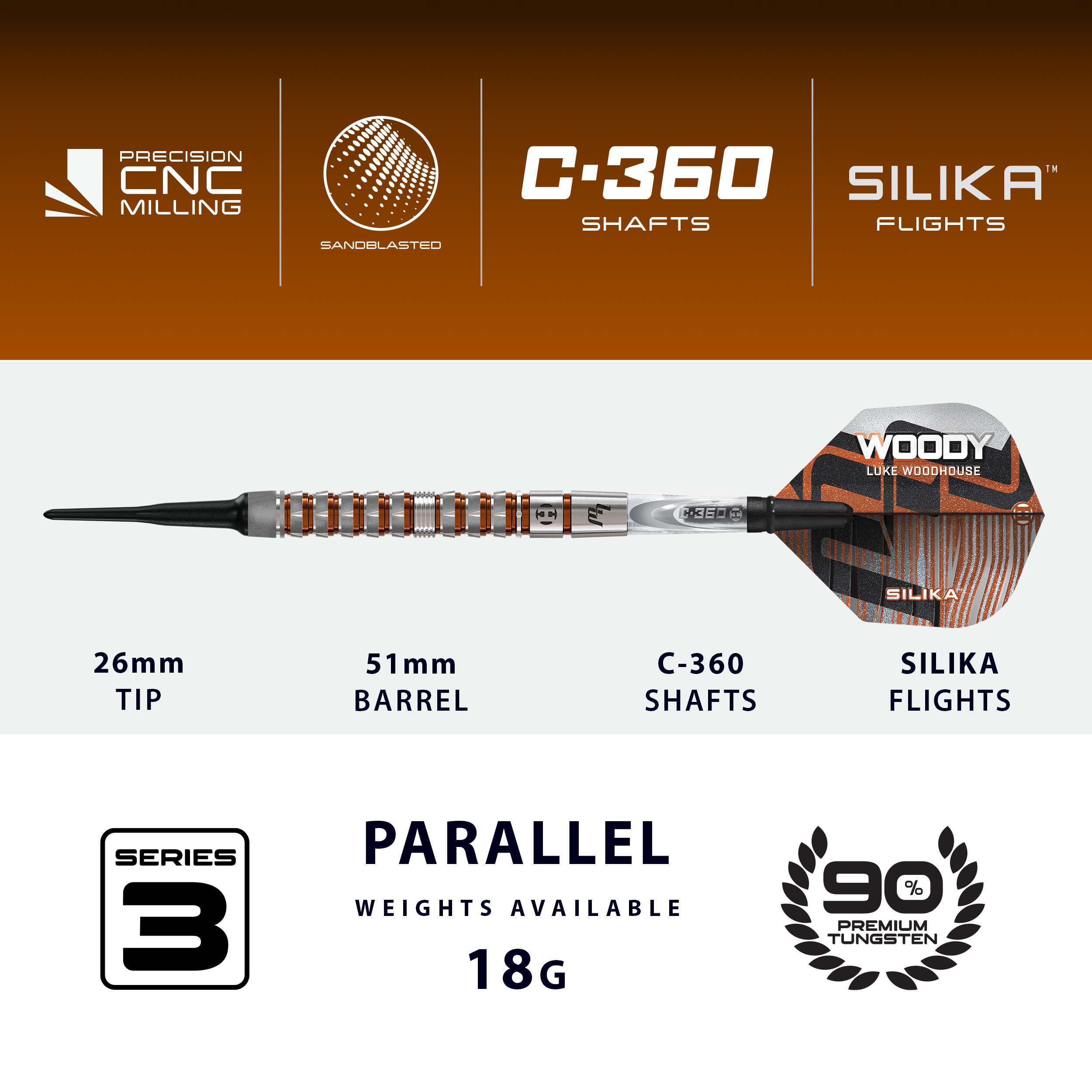 Luke Woodhouse 90% Series 3 Soft Tip Darts