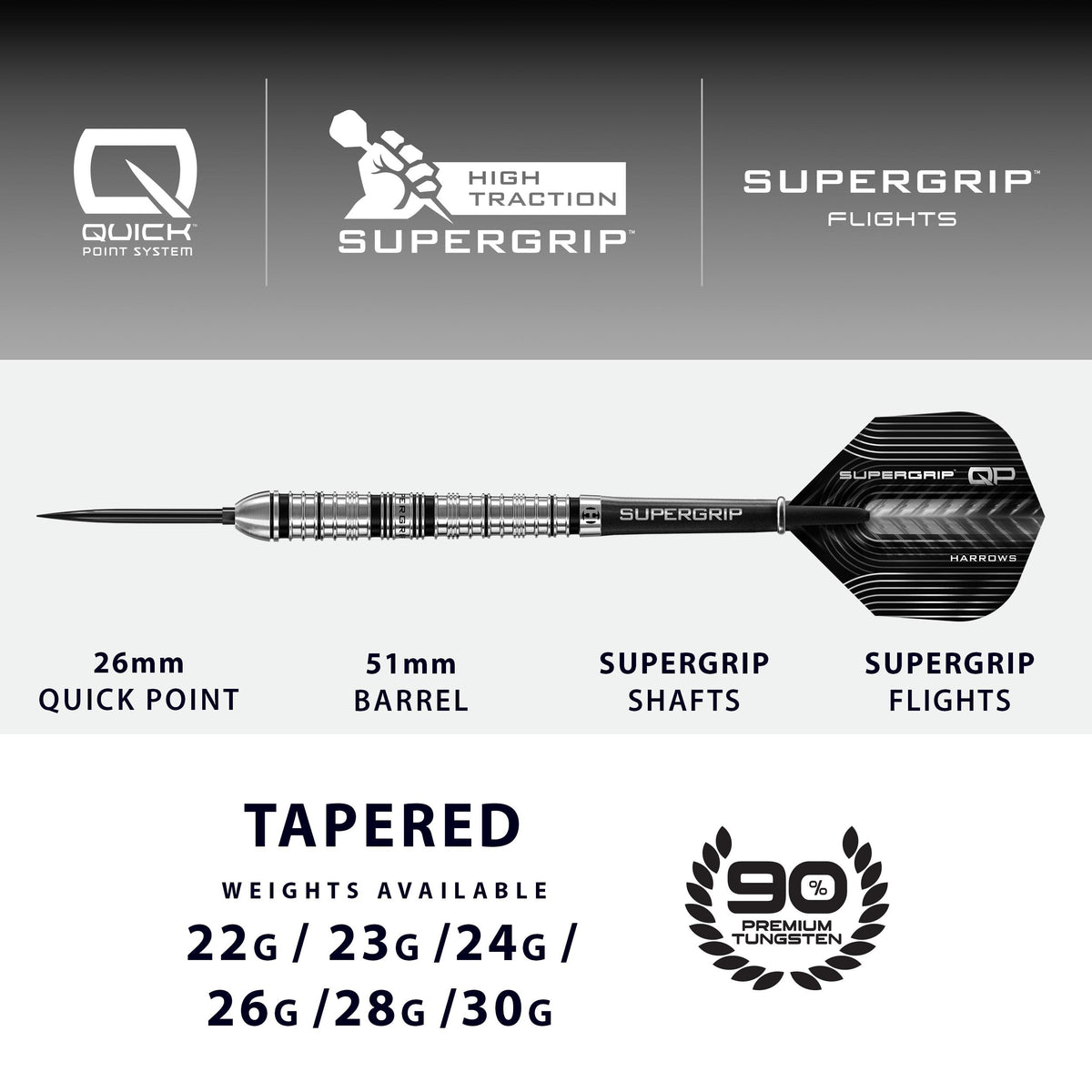 Supergrip QP Tapered 90% Quick Point Darts