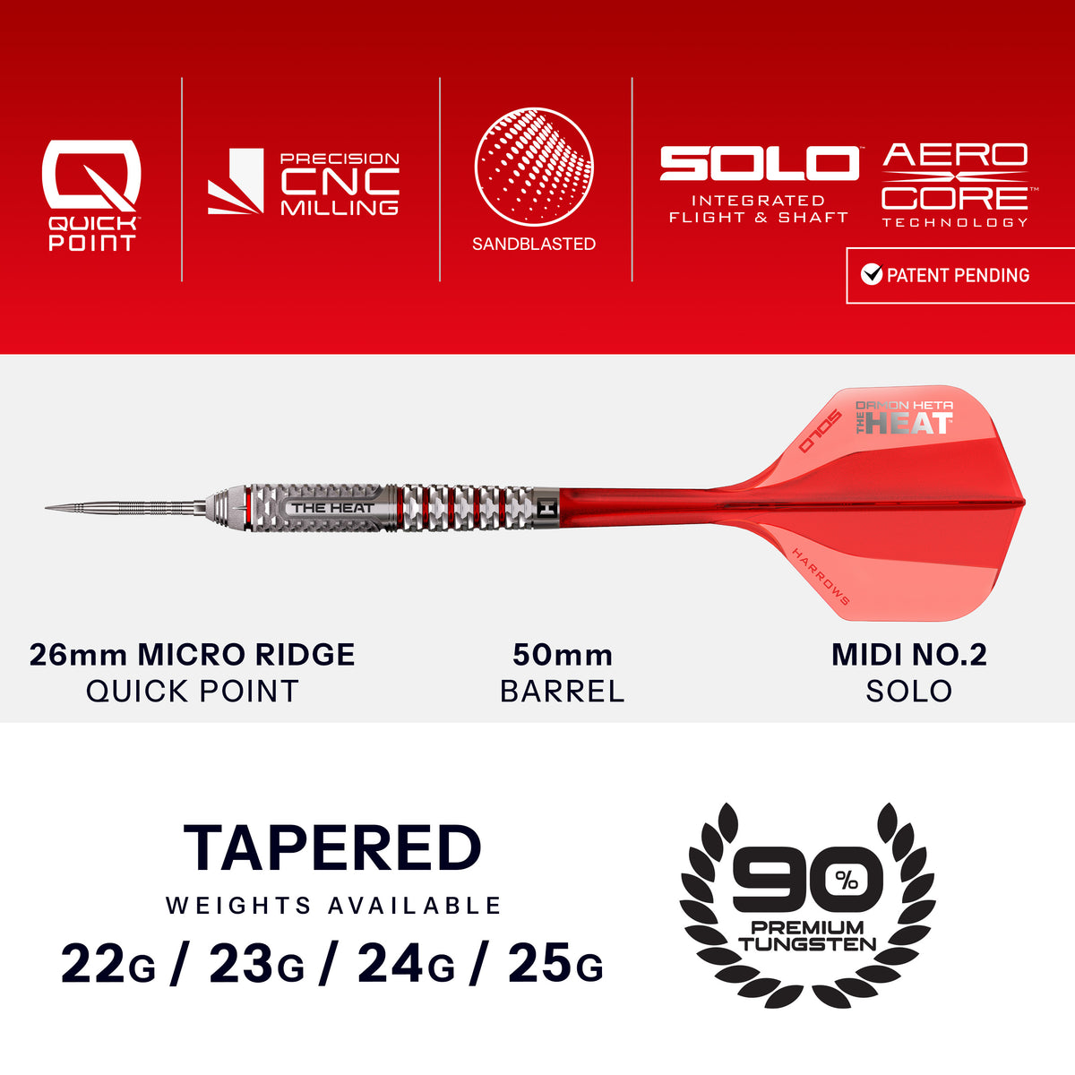 Damon Heta Geo 90% Tungsten Quick Point Darts