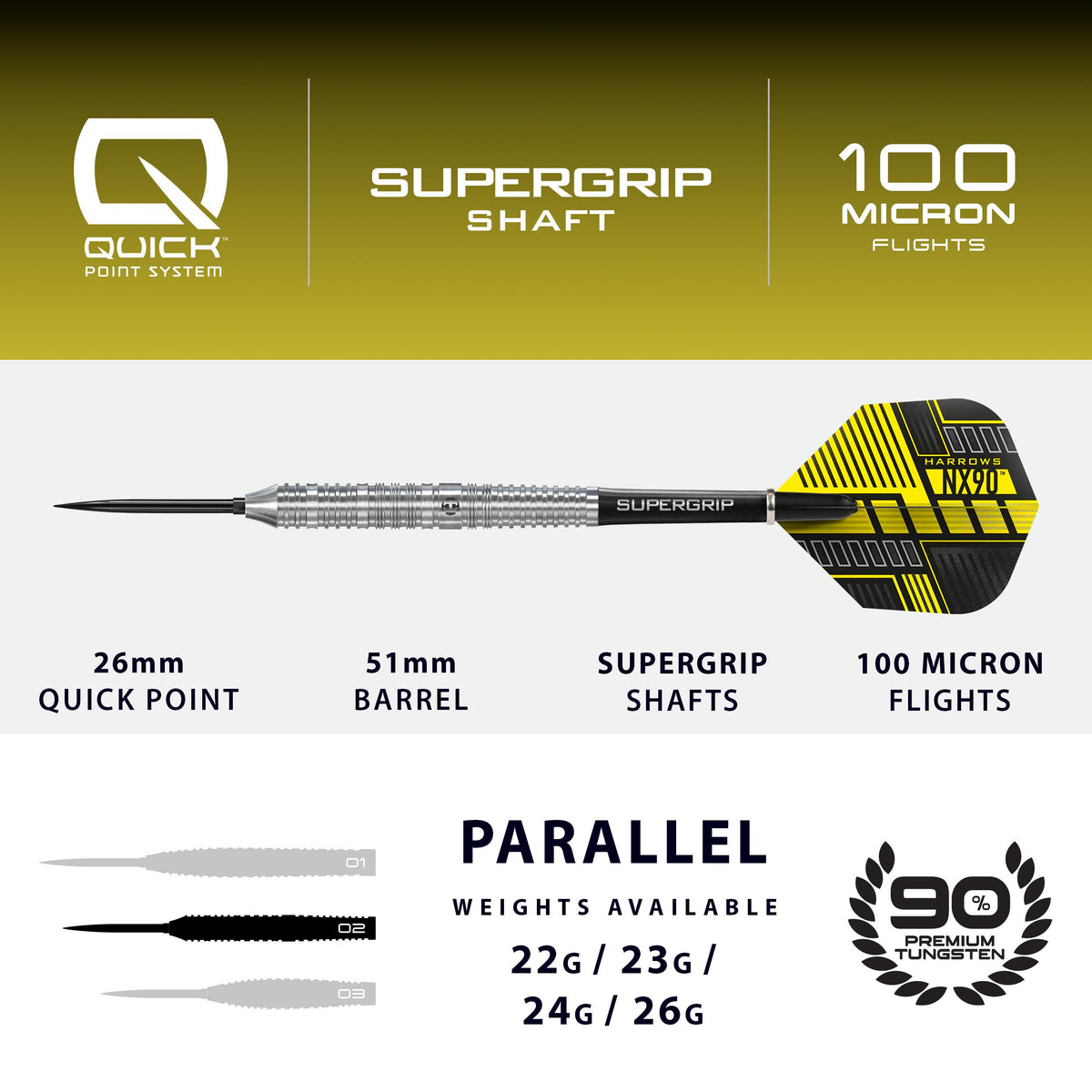 NX90 Parallel 90% Quick Point Darts