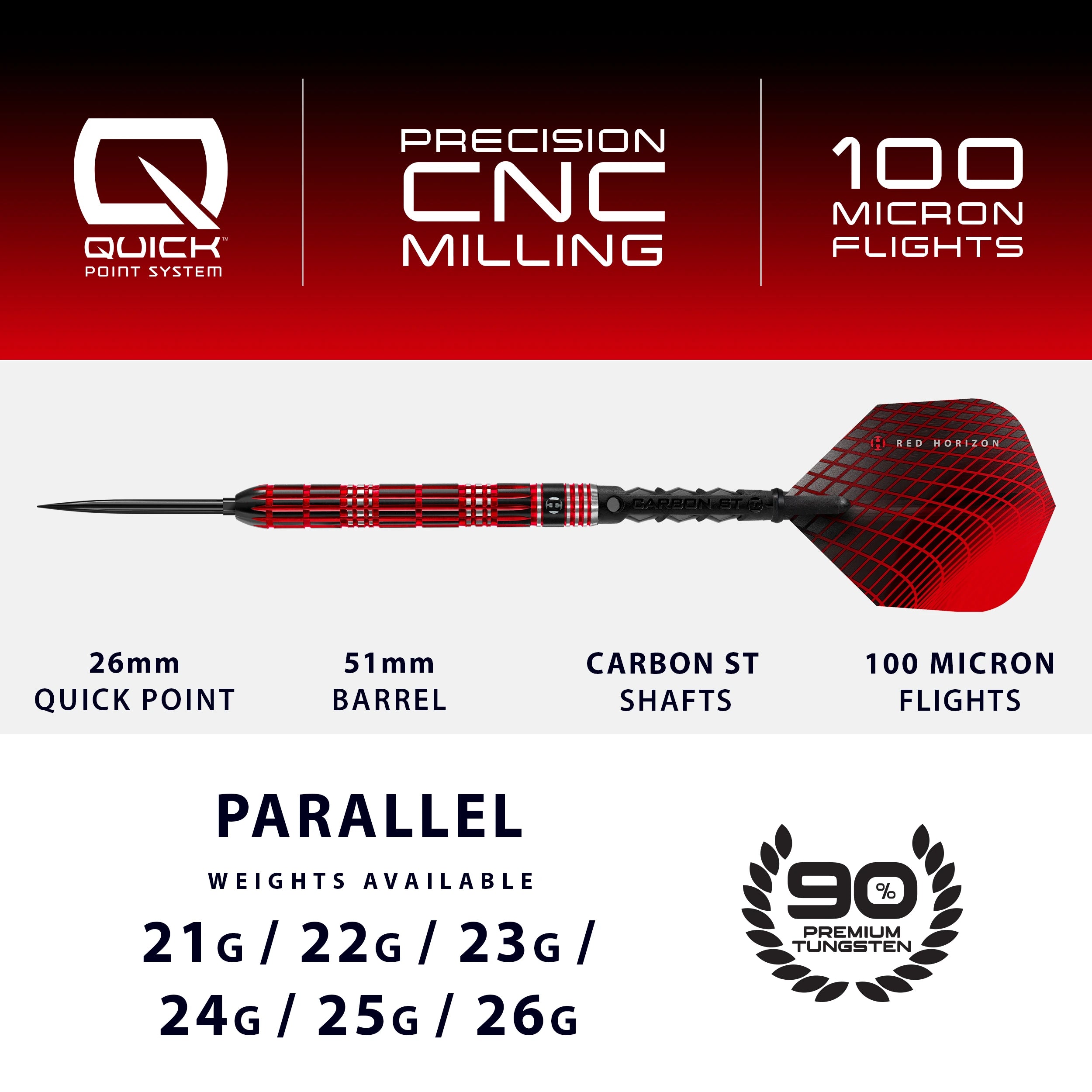 Red Horizon 90% Quick Point Darts