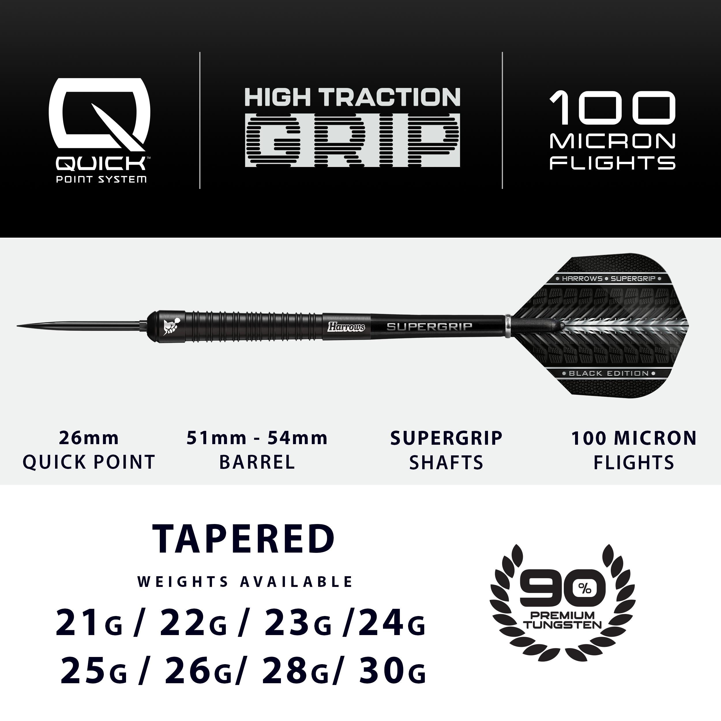 カウタウ　LOST「SUPER DIABLO BLACK DART」 Supergrip 90% Black Edition Quick Point Darts