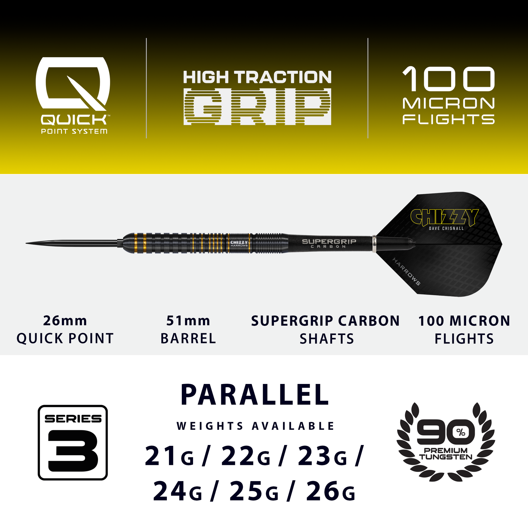 Chizzy 90% Series 3 Quick Point Darts