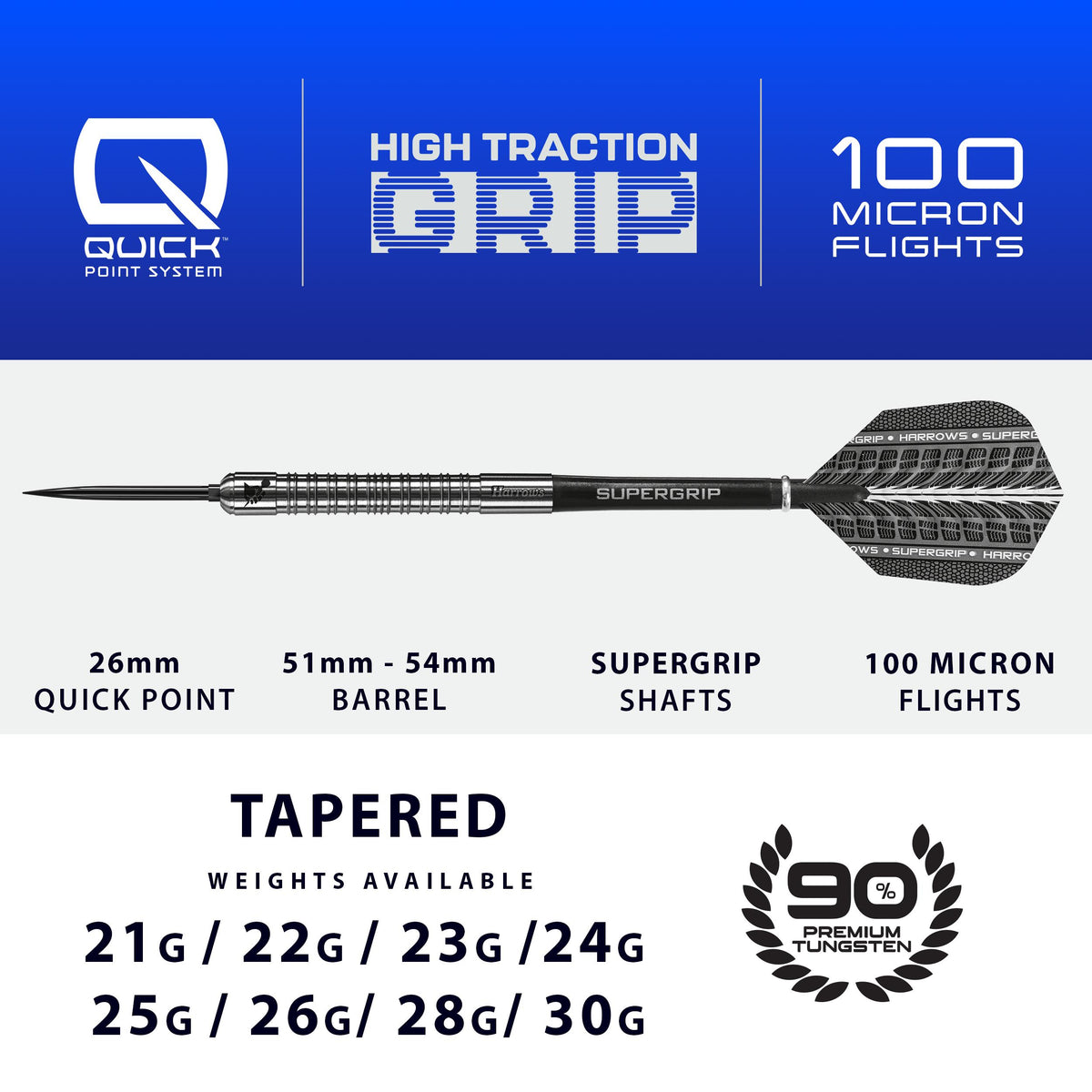 Supergrip 90% Quick Point Darts