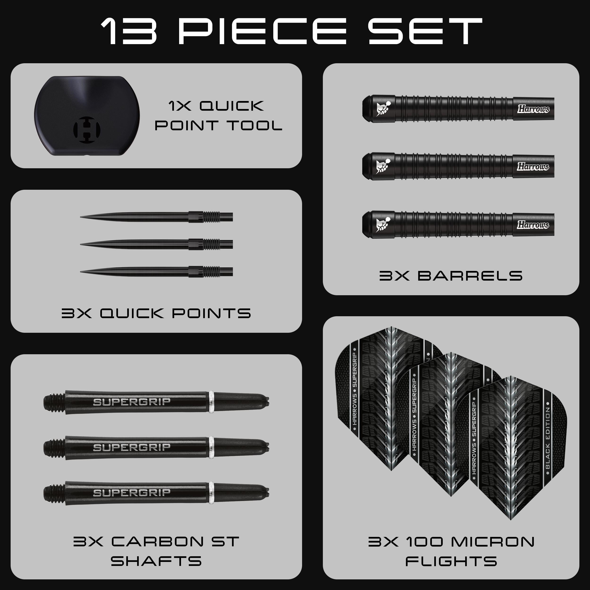 Supergrip 90% Black Edition Quick Point Darts