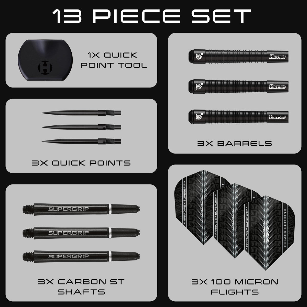 Supergrip 90% Black Edition Quick Point Darts