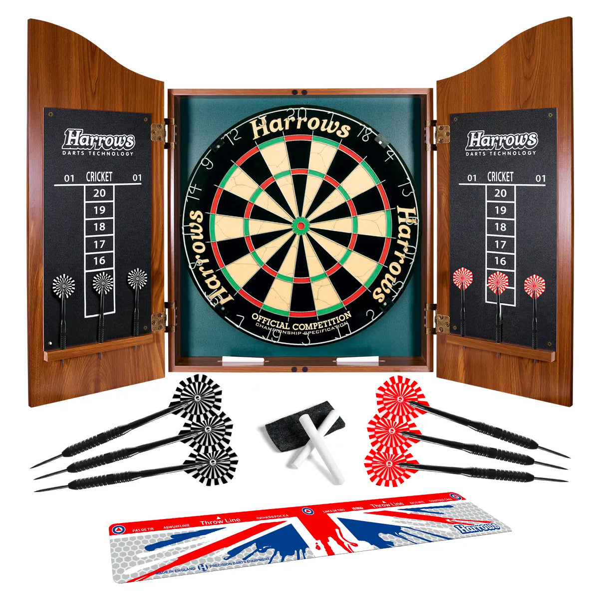Dartboard Cabinet + Darts + Throw Line