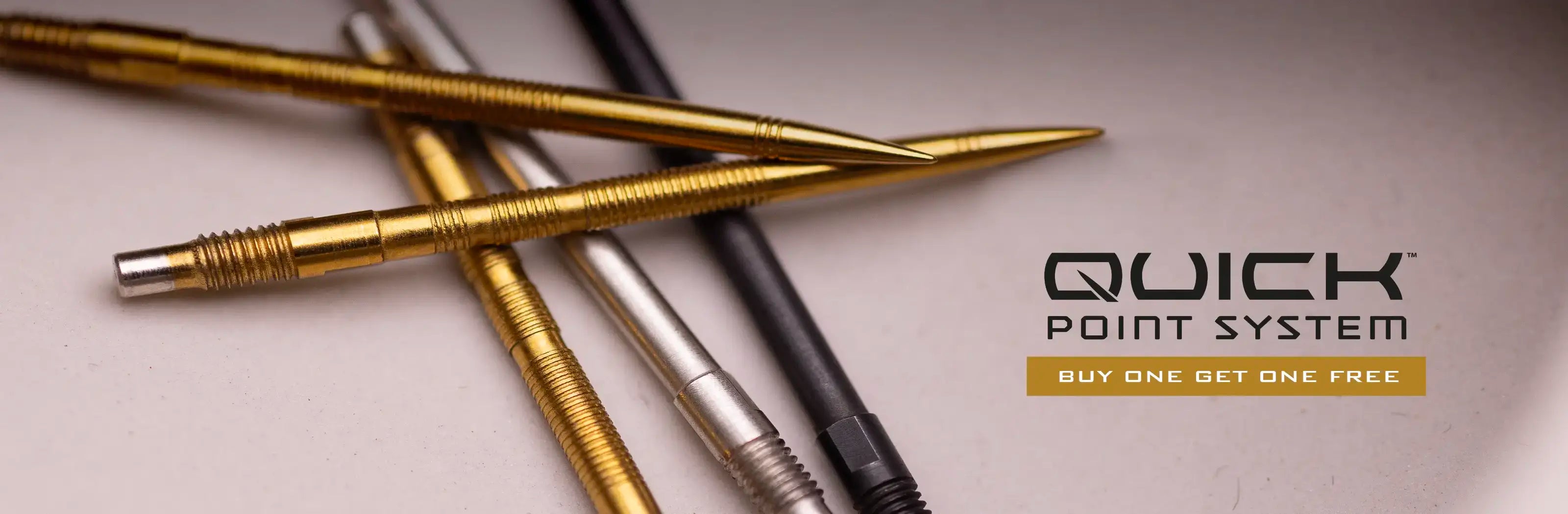 Quick point banner showing a 3 gold, 1 silver and 1 black quick point with sale offering text in black, gold and white