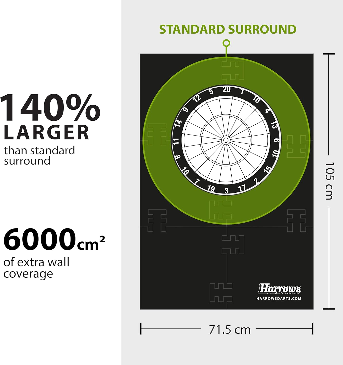 Harrows XL Dartboard Surround - 6 Piece Wall Protector