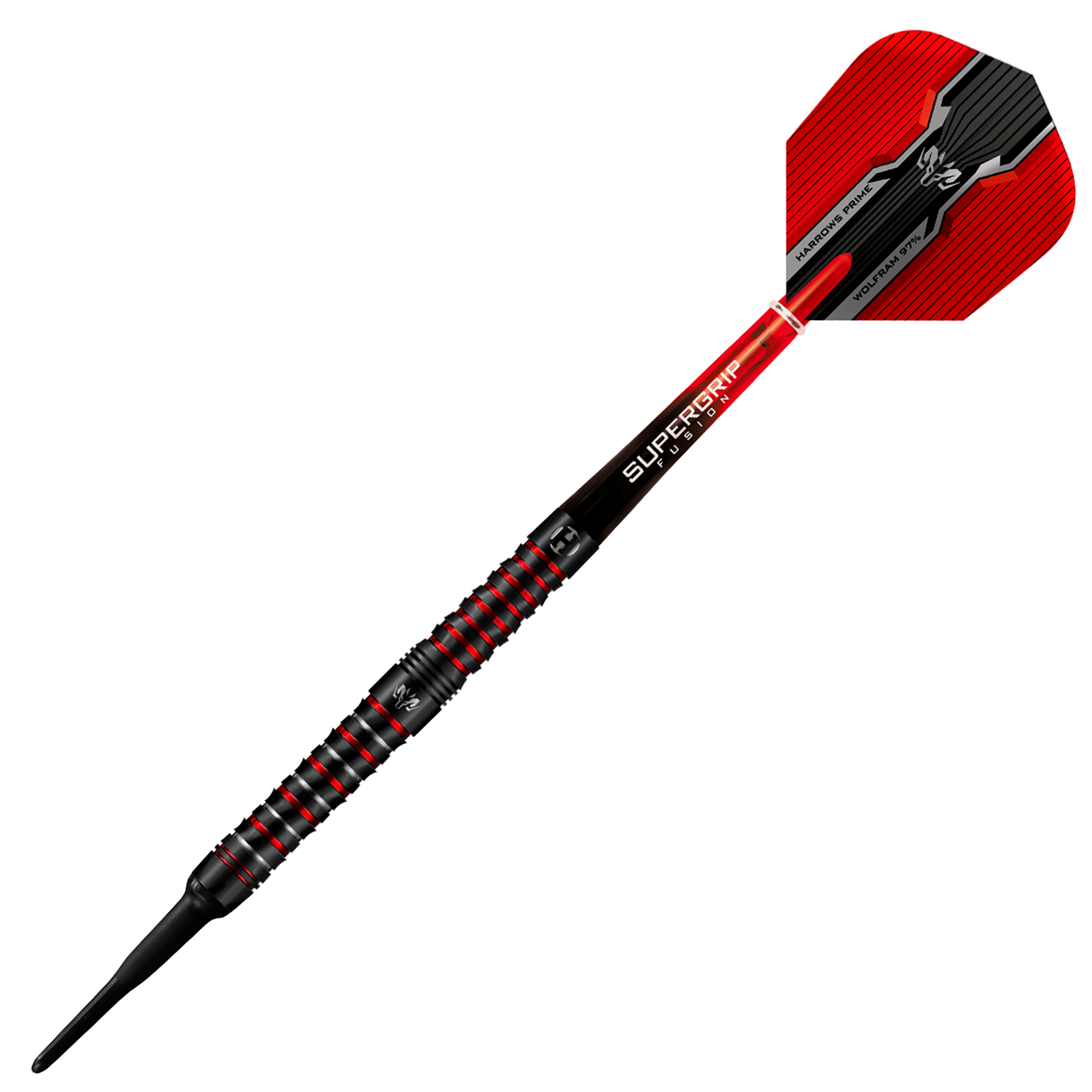 Fléchettes Harrows Wolfram Infinity 97% Tungstène – 20g – Corps Rouge Et Argent – Set Complet Avec Cannes, Plumes Et Pointes